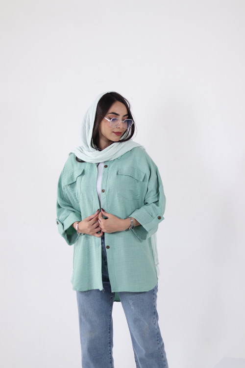 مانتو دو جیب صوفیا رنگ سبز اقیانوسی