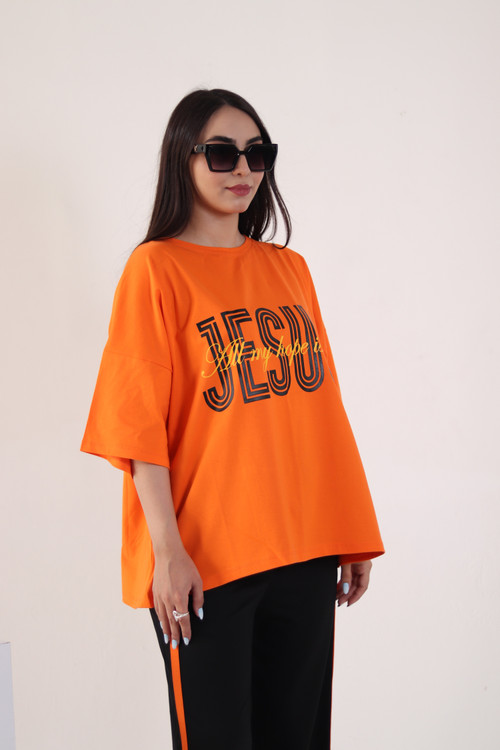 تنخور نارنجی شلوار نوار دوزی