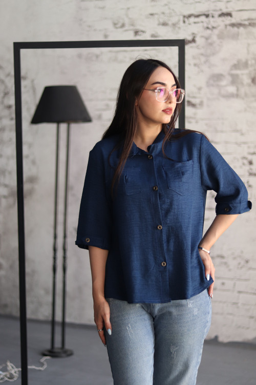 شومیز سرمه ای رنگ