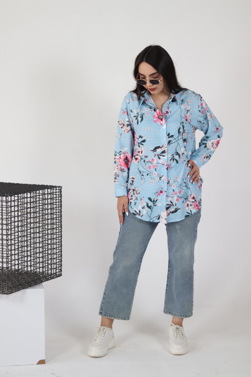 شومیز رنگ آبی