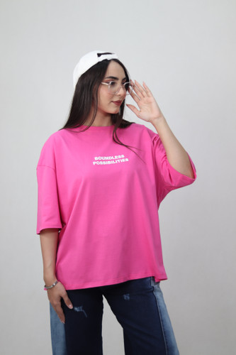 تیشرت باکسی رنگ صورتی