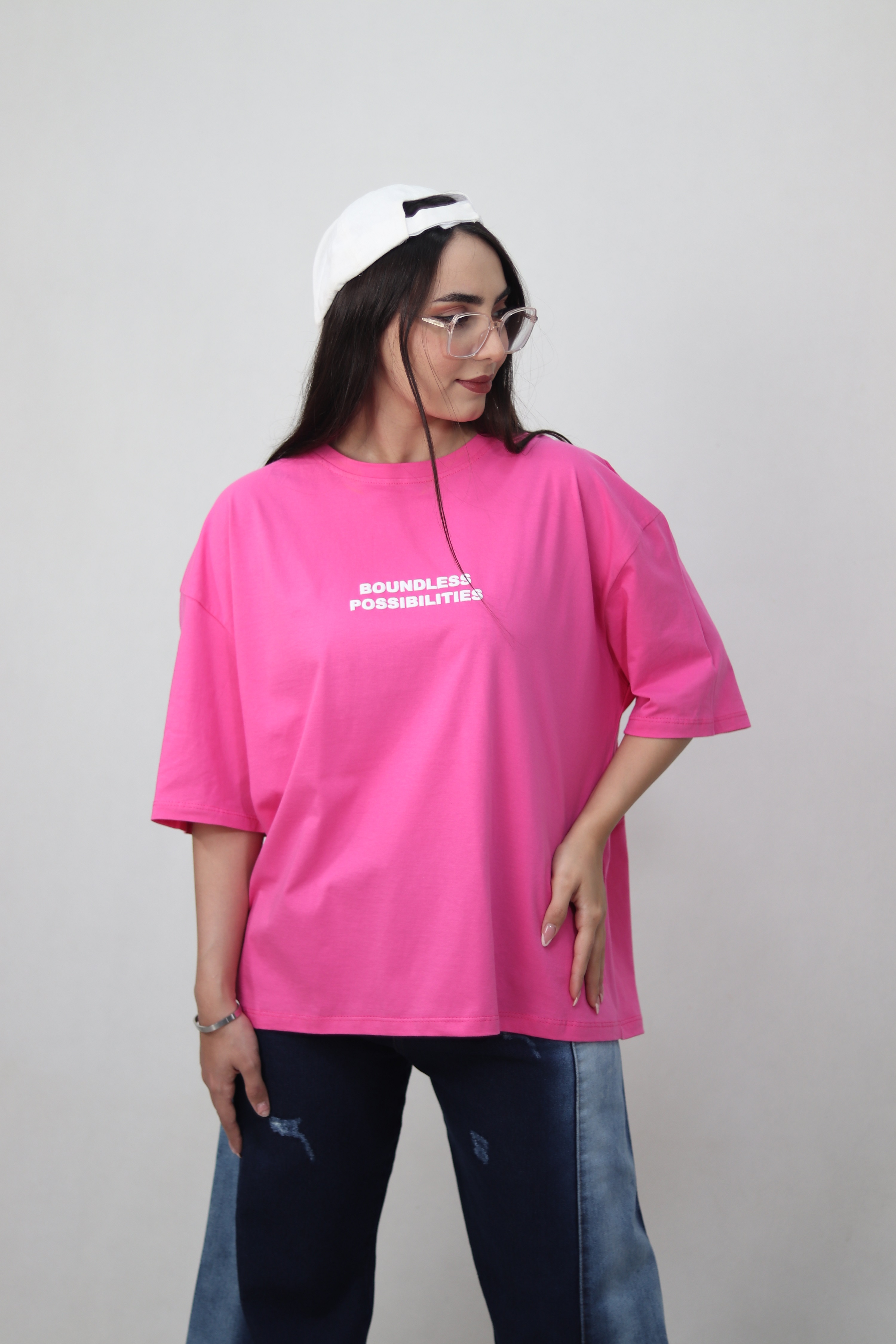 تیشرت باکسی رنگ صورتی