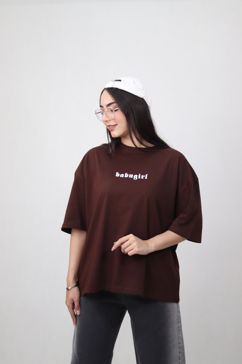 تیشرت باکسی رنگ قهوه ای