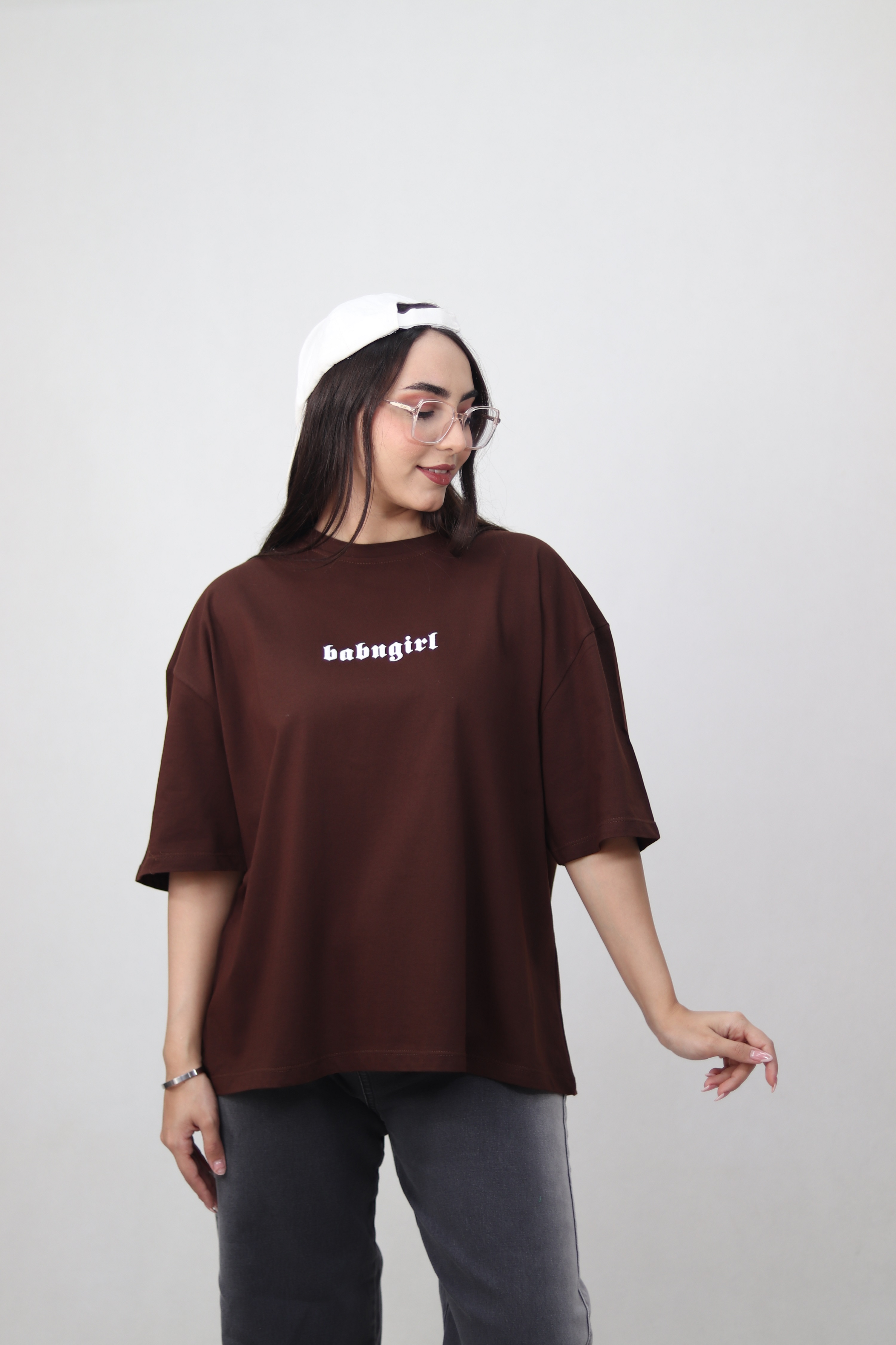 تیشرت باکسی رنگ قهوه ای