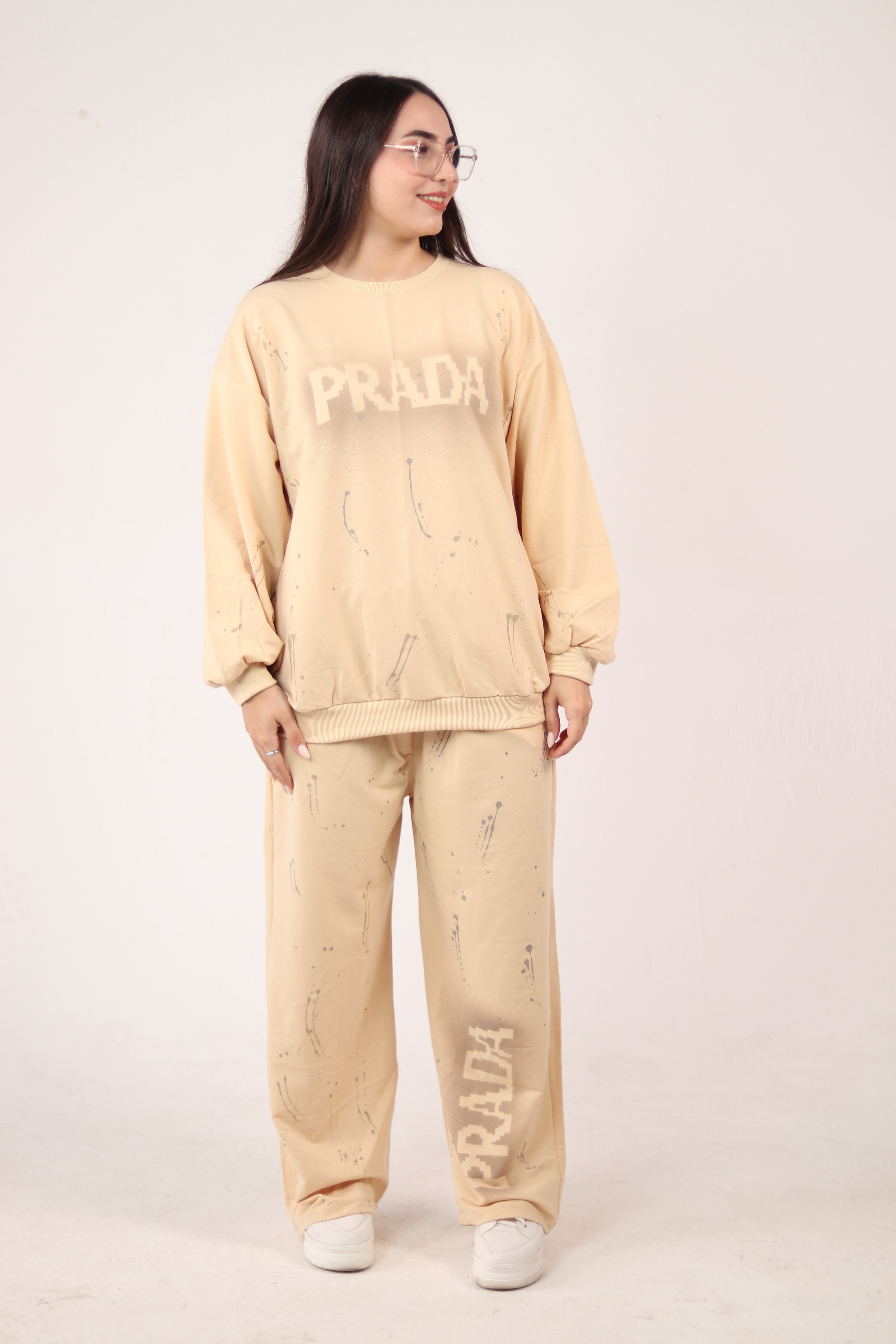 ست بلوز شلوار کرم رنگ