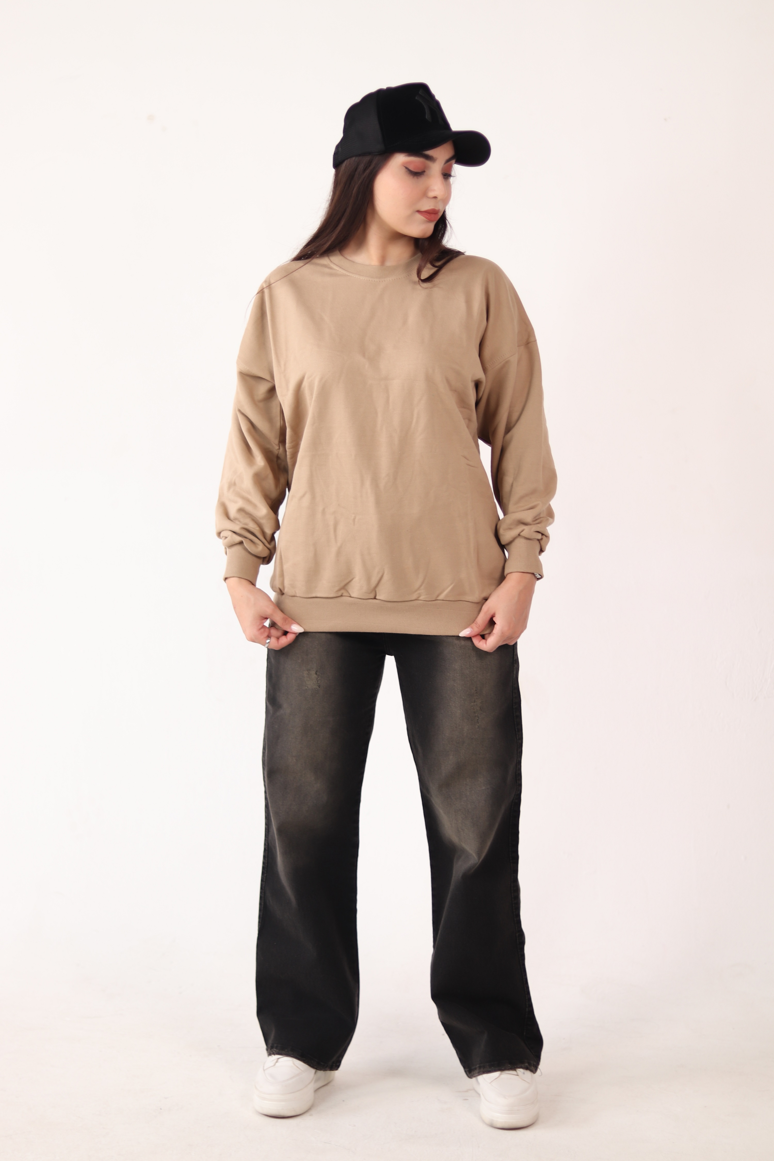 بلوز یقه گرد نسکافه ای