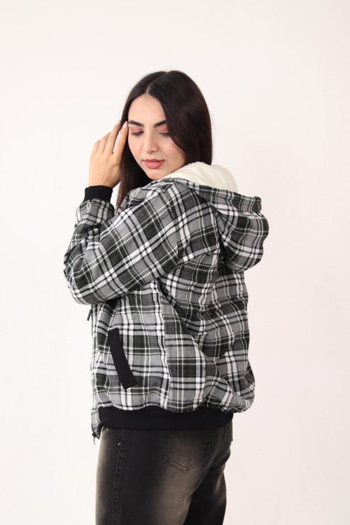 سویشرت کلاه دار چهار خانه