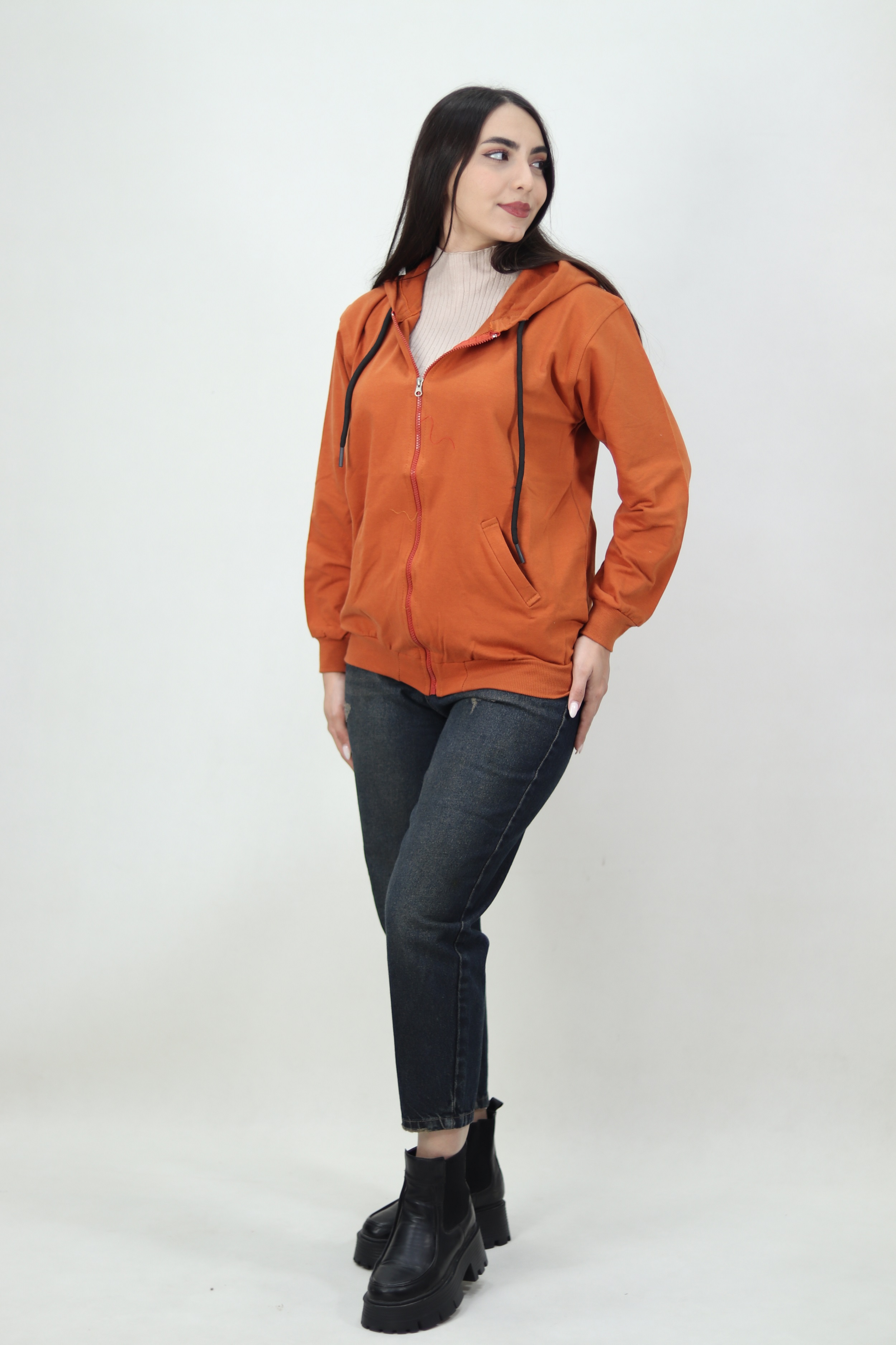 سویشرت کلاه دار آجری رنگ