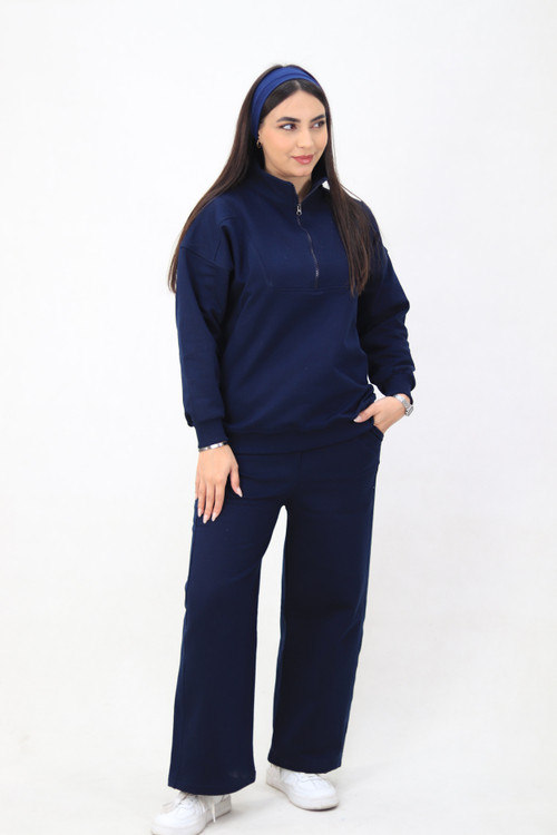 نیم زیپ و شلوار دورس سه نخ پنبه